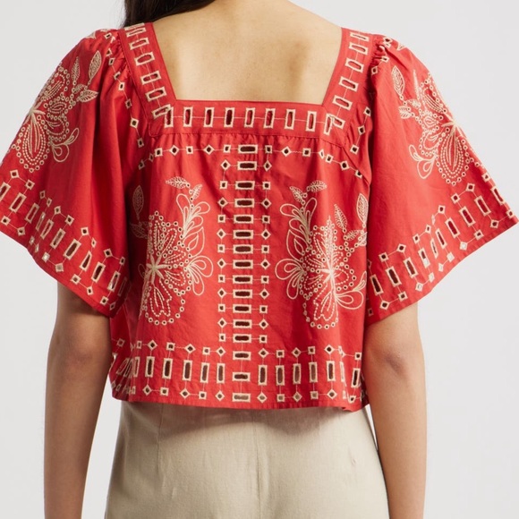 Rails Lane Embroidered Eyelet Cotton Crop Top - Picture 7 of 8